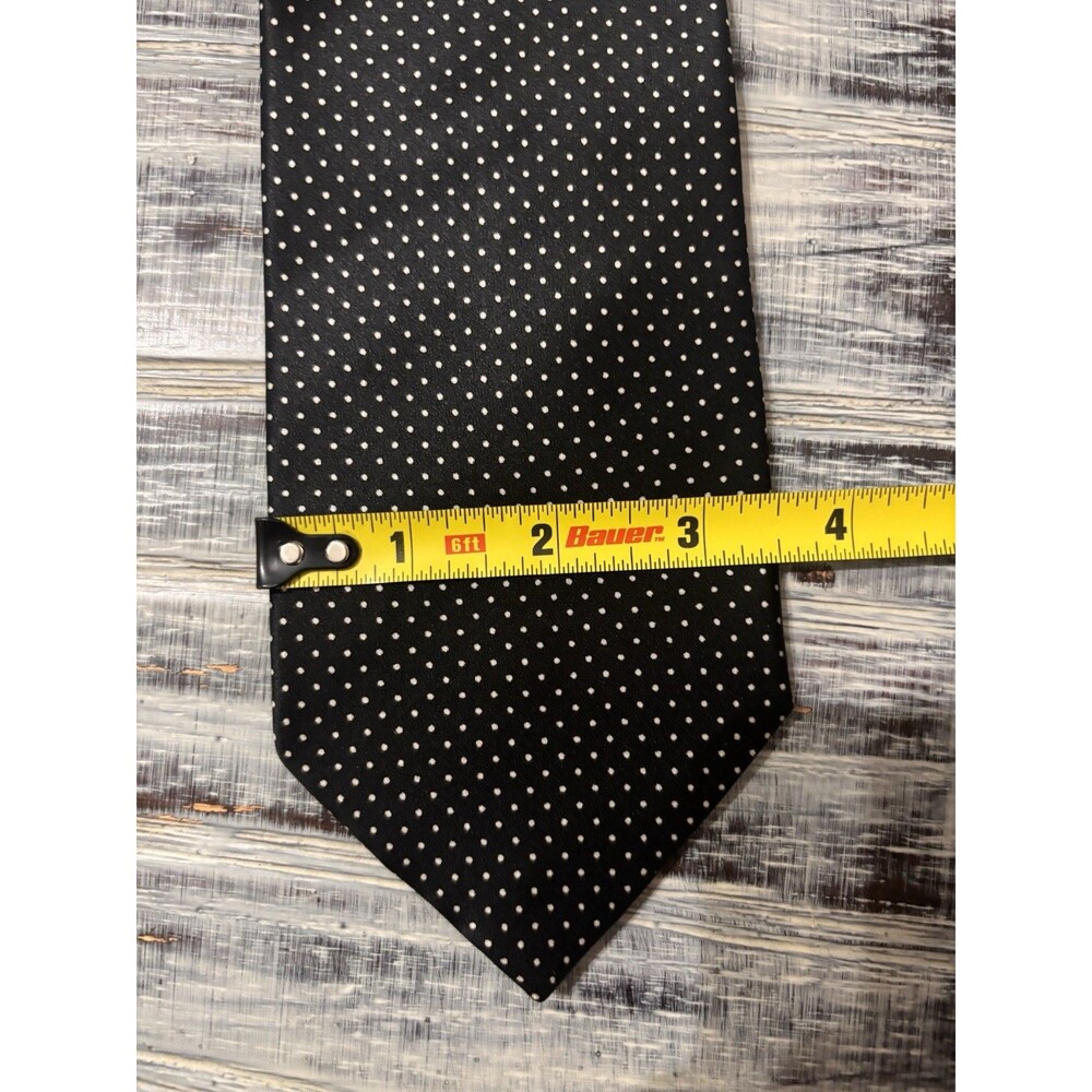Brioni Men's Micro Polka Dot Silk Tie Black And White Elegant Business Classic - Picture 6 of 10